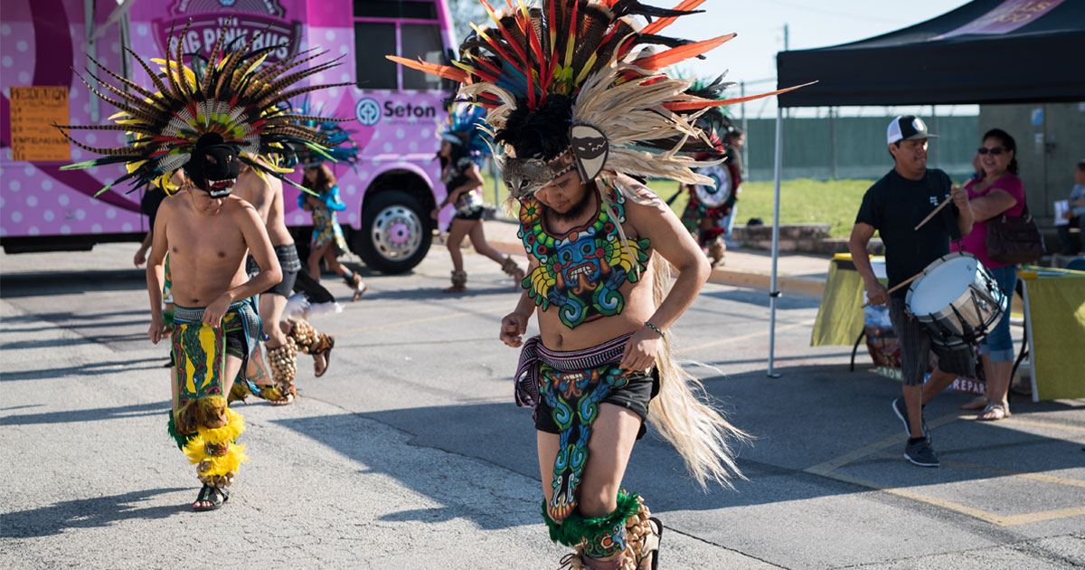 MCN-Binational-Health-Week-Danza-Azteca-Big-Pink-Bus