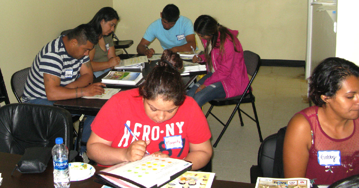 In the field training parents - group working