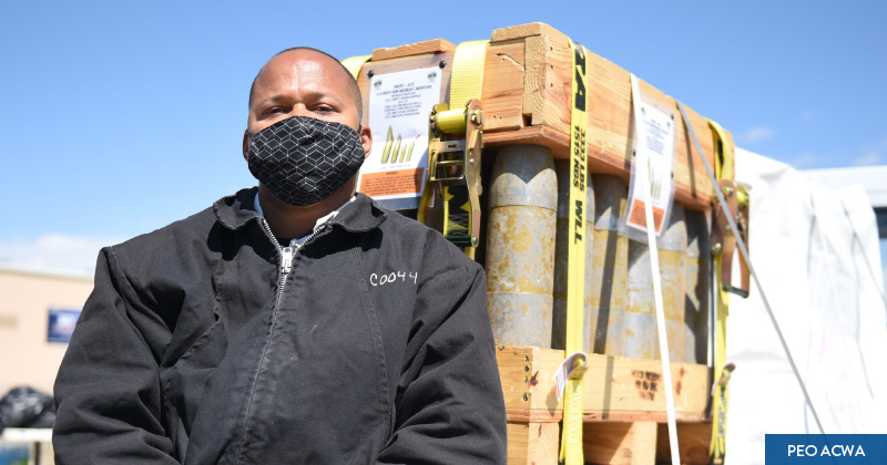 A worker in a facemask