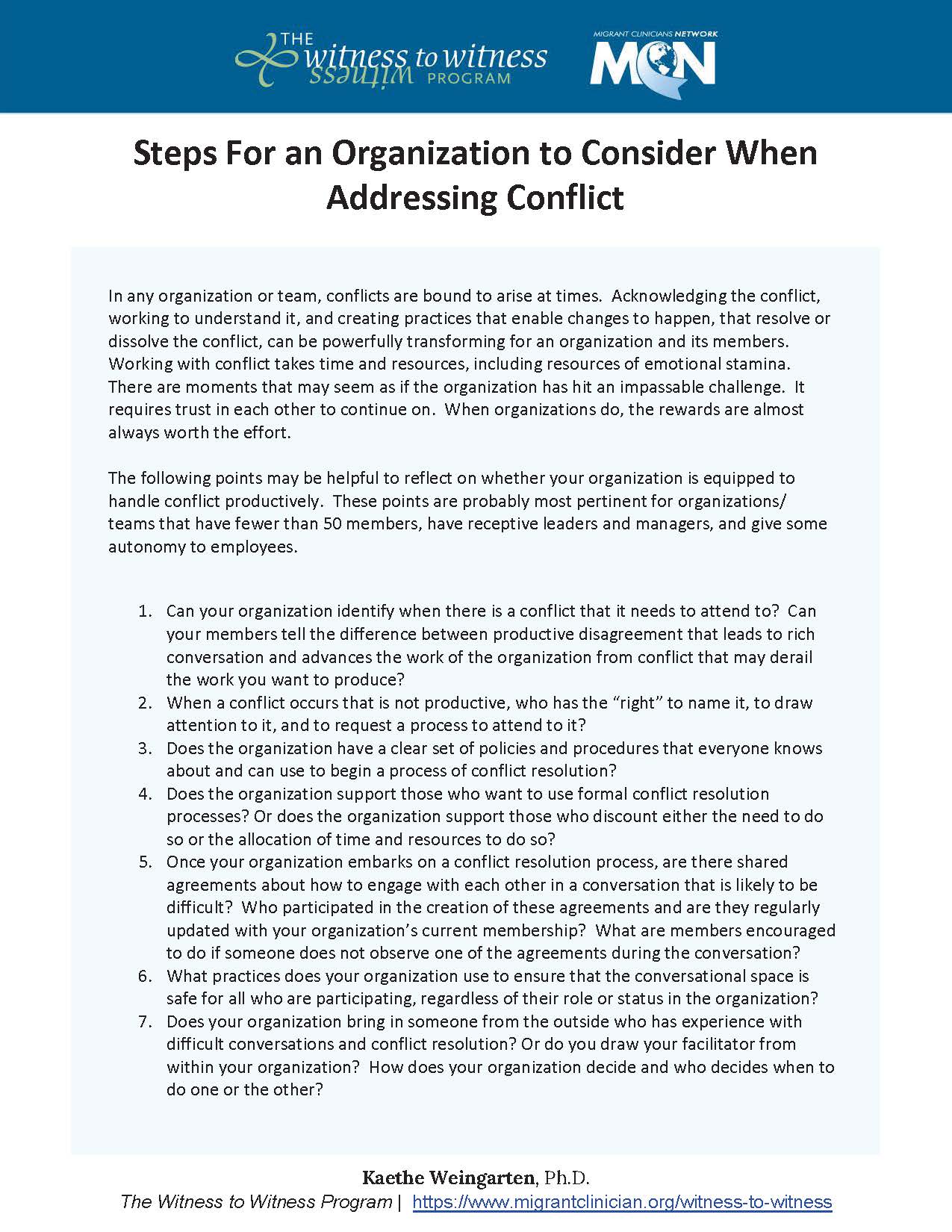 Steps For an Organization to Consider When Addressing Conflict Steps For an Organization to Consider When Addressing Conflict