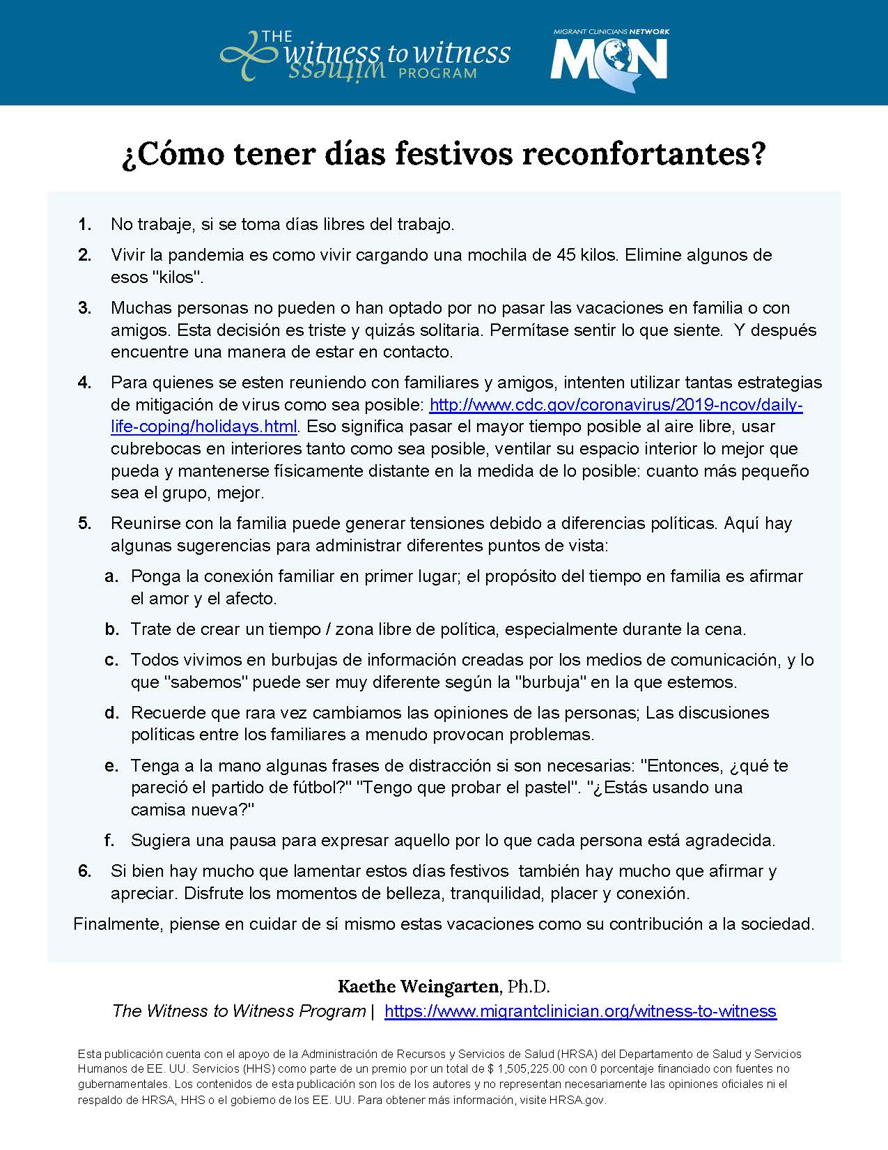 ¿Cómo tener días festivos reconfortantes?