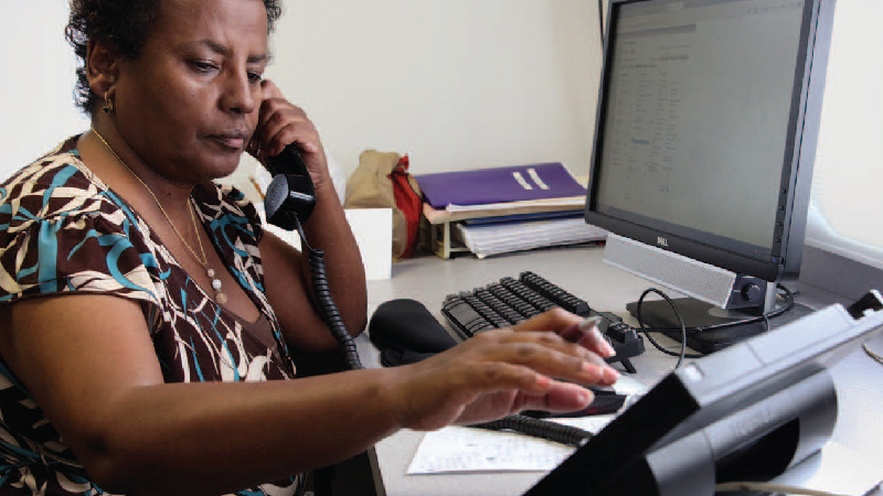 An associate calling a mobile patient