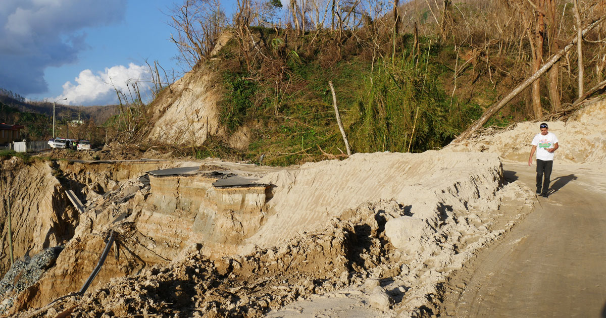 Destroyed road in Puerto Rico