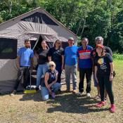 Marysel Pagán Santana with relief team members in Maricao