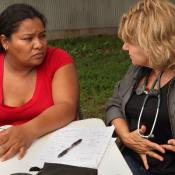 clinician speaks with patient