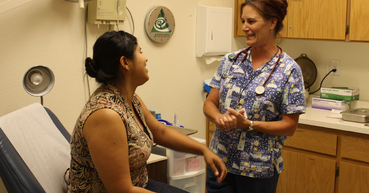 Woman gets treatment at a health center