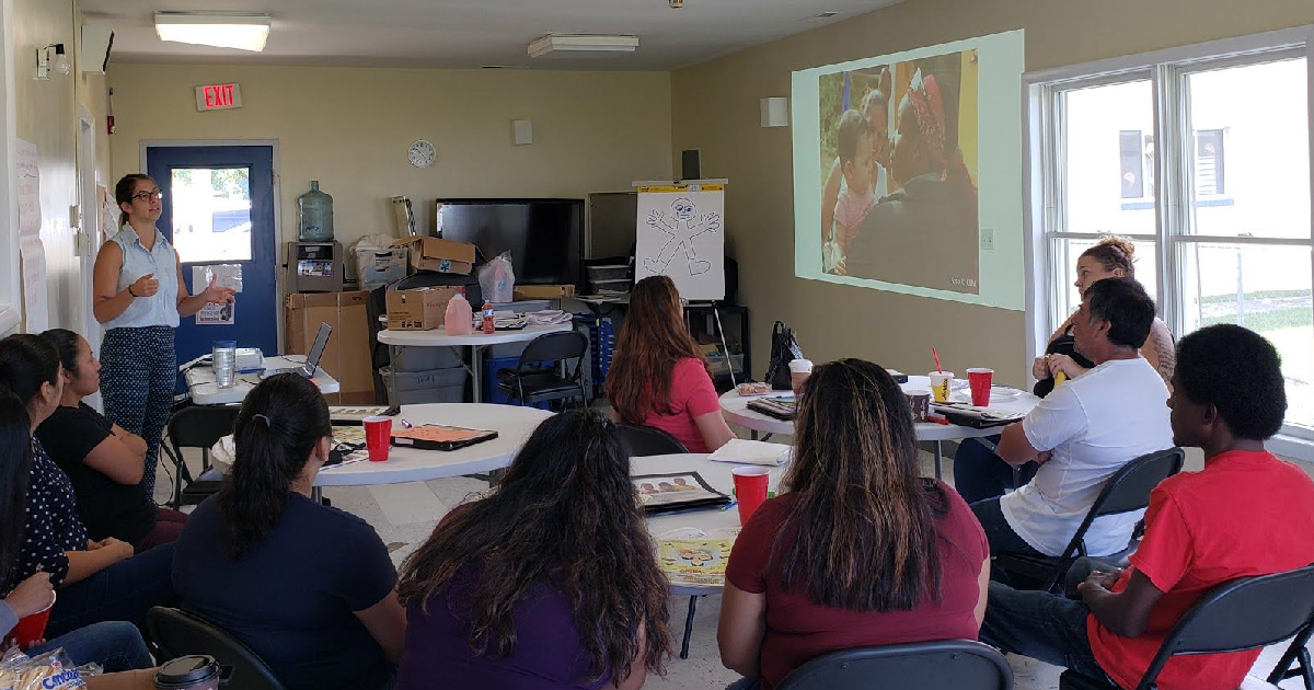 MCN's Kate Kruse training CHW parents on environmental exposures