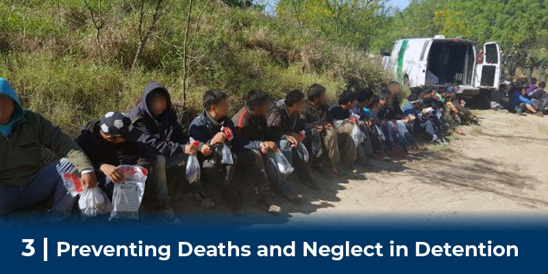 Immigrants lined up after being detained by CBP