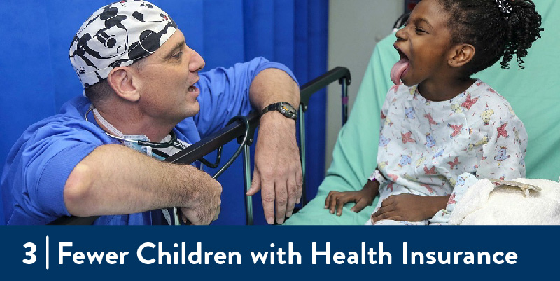 A doctor checks on a young patient