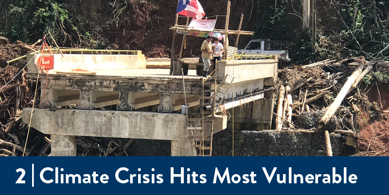 A bridge in Puerto Rico destroyed by Hurricane Maria