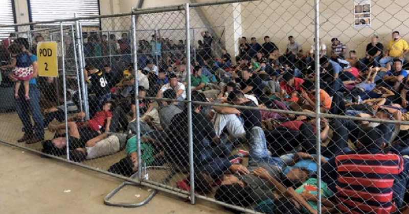 Asylum seekers in an overcrowded detention center
