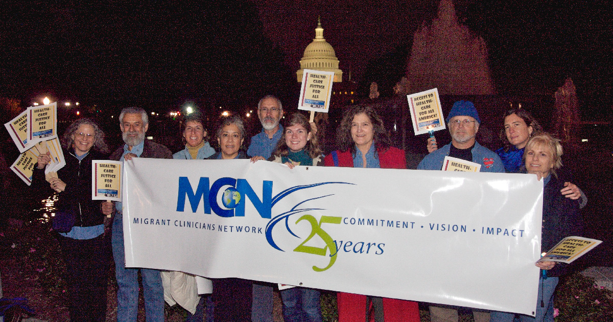 MCN stands for 'Healthcare Justice for All" at the capital