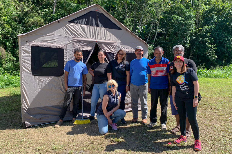 Marysel Pagán Santana with relief team members in Maricao