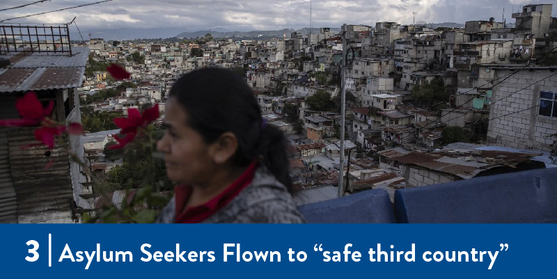 A woman walks through Guatemala City