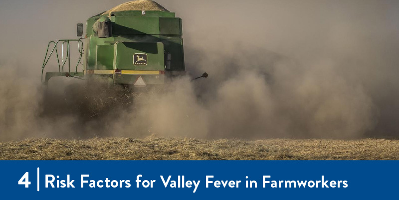 An agricultural machine creates dust