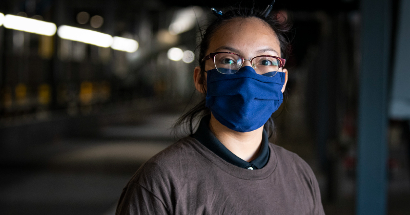 A worker in a warehouse