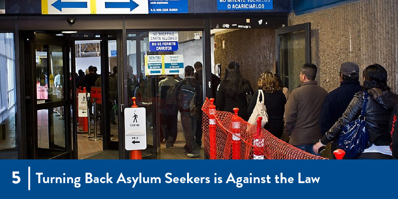 People in line at the border