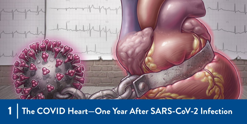 An illustration of the covid virus chained to a heart