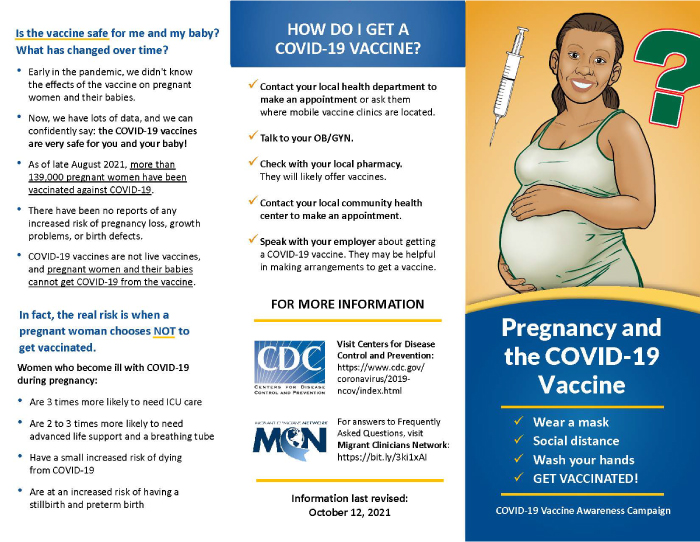 Pregnancy and the COVID-19 Vaccine brochure OUTSIDE