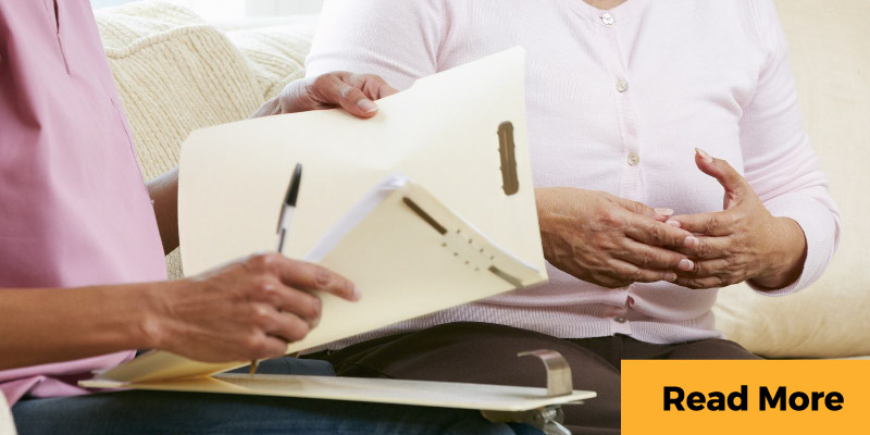 Woman going over medical records