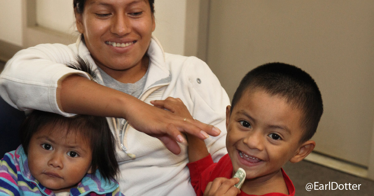 Mother and children at clinic