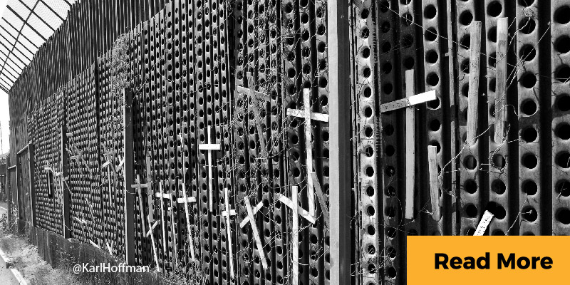 Crosses on border wall