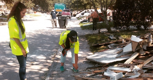 COSH Network staff survey damage to homes after hurricane Harvey