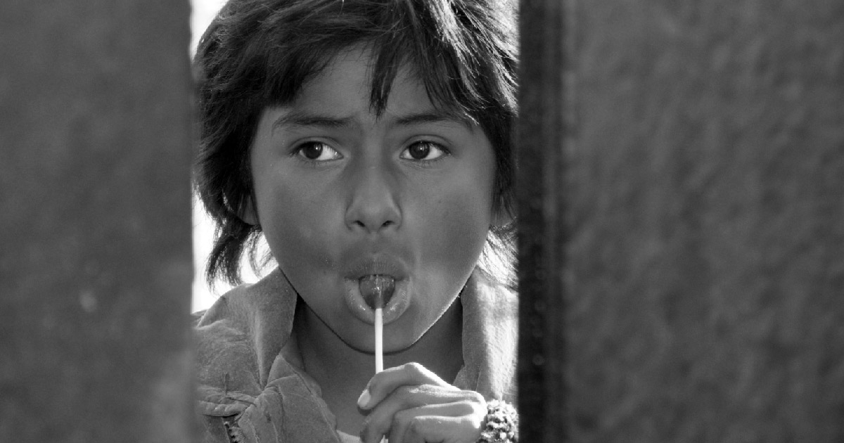 Girl looks through border fence