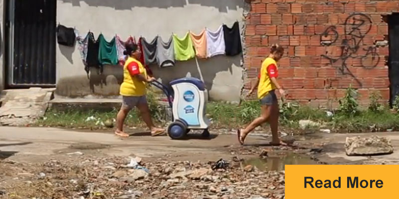 two women delivering junk food in cart